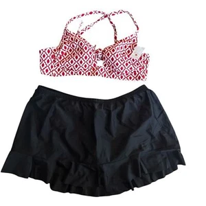 Costume da bagno Shade & Shore taglie forti bikini top e gonna da bagno 2X nuovo - Foto 1 di 3