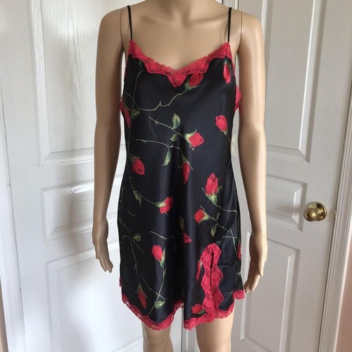 UNDERCOVER Abito slip vintage Y2K Victoria's Secret nero rosso rosa pizzo taglia large