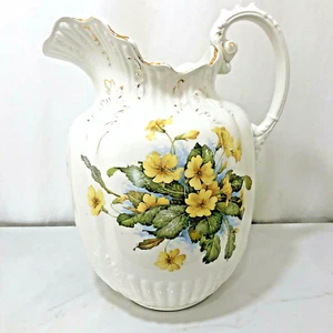 Antiker Grimwade Bros. Wasserkrug Vase gelb Blumen Staffordshire England - Bild 1 von 12