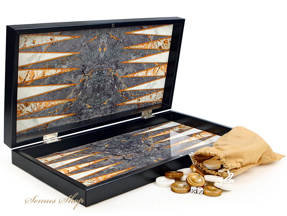 Wunderschöne Marmor Optik Backgammon Tavla XXL (B-WARE) - Bild 1 von 4