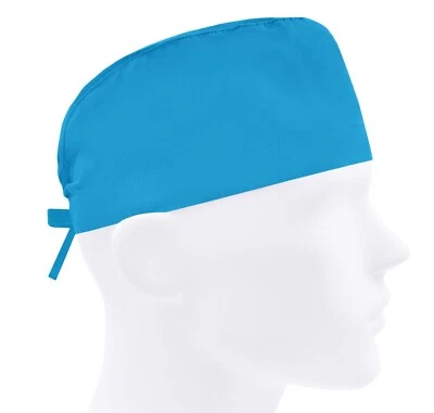 Mens scrub caps, surgical cap, scrub hats, surgery hat, solid turquoise blue - Image 1 of 3