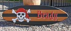 Surfbrett Wandbild, personalisiertes Surfbrett, Piratenzimmer Deko, Kinderzimmer Kunst - Bild 1 von 3