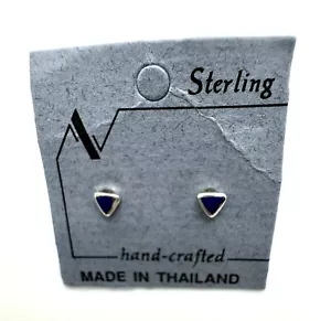 Sterling Silber Lapis Dreieck Ohrstecker - Bild 1 von 2