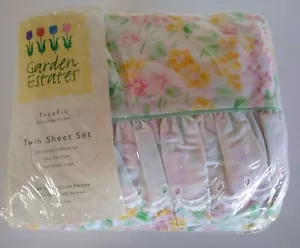 Garden Estates Floral Twin Sheet Set 180 Thread Count Cotton Poly Blend "Sarah" - Picture 1 of 6