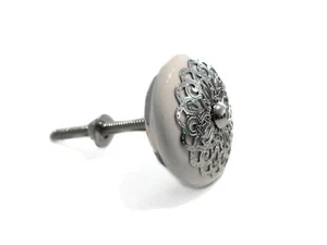 Manija de Muebles Botón Perilla Tirador Puerta Zierrat Metal Cerámica 4CM Plata - Imagen 1 de 8