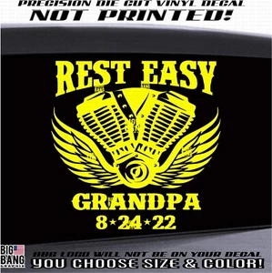 In Loving Memory Grandpa Biker Vinyl Decal Sticker CUSTOM Motorcycle Wings USA - Picture 1 of 4