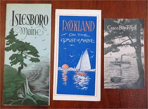 Coastal Maine Travel Brochures Tourism Rockland Casco c.1930's Lot x 3 pamphlets - Picture 1 of 8