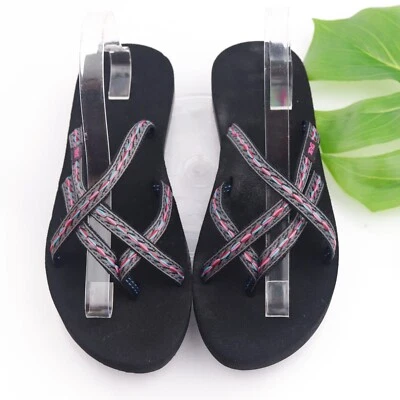 Sandalia Teva Olowahu para mujer talla 10 con tiras deslizable negra rosa chanclas Foto 1 de 4