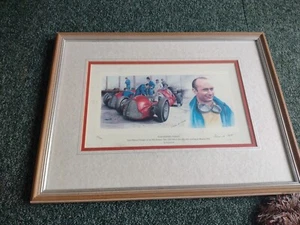 Roland Hunt signiert Prnt iBring If Juan Manuel Fango Motor Racing 1951 18 x14 - Bild 1 von 4
