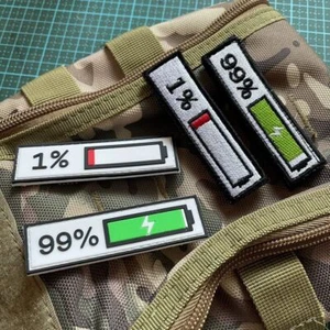 Battery Indicator Badge Patch Embroidered / PVC Hook and Loop Charge Display - Picture 1 of 11