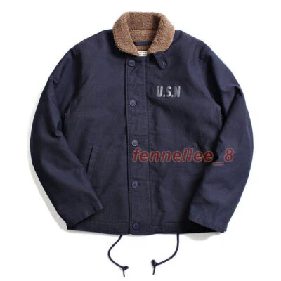 Vintage Navy N-1 Deck Jacket USN Men's Cotton Jacket Coats Fleece Parka - Image 1 of 4