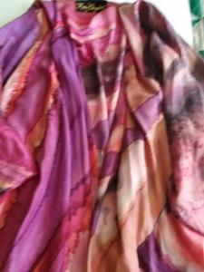 Giacca kimono vintage Mary Elizabeth in seta dipinta a mano viola - Foto 1 di 7
