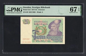 Sweden 5 Kronor 1979 P51d Uncirculated Grade 67 - Picture 1 of 2