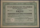 Vogtländische Tüllfabrik Aktien-Gesellschaft 1938 100 RM