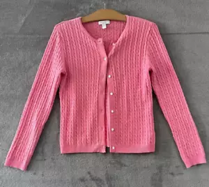 Charter Club Y2K 90s Pink Cable Knit Cardigan Preppy Sz Small Petite - Picture 1 of 9