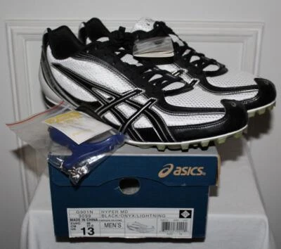 NUEVA CAJA Asics Hombres Hyper MD Negro Ónix Pista Campo Picos Zapatos Tenis 13 Foto 1 de 4