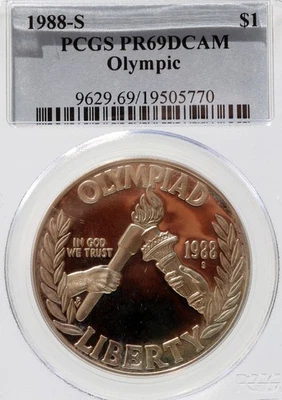 USA Olympic 1988-S Commemorative Silver Dollar PCGS PF69UCAM - Image 1 of 2