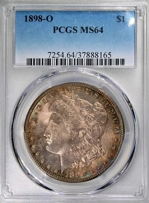 Моргановский доллар 1898-O PCGS MS-64 тонировка - Изображение 1 из 4