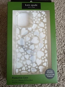 Kate Spade New York White Heart Pattern iPhone 15 Pro Max Case - Picture 1 of 2