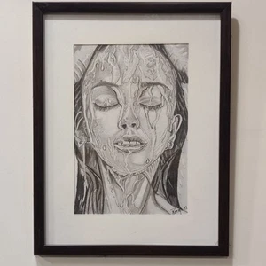 Wood Photo Framed Beautiful Girl Wall Hanging For Bedroom Living 14x11 inch - Picture 1 of 6