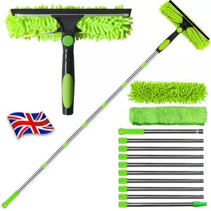 Telescopic Extendable Window Cleaner Equipment Glass Clean 4.5m Squeegee Green e - Picture 1 of 7