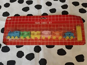 Vtg Train Candle Set Birthday Candles Argyle Small Plastic Unused Cake Topper - Picture 1 of 5