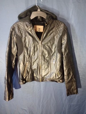 Ci Sono By Cavalini Women’s Classic Black Moto Quilted Jacket W/Hood  Size XL - Image 1 of 4