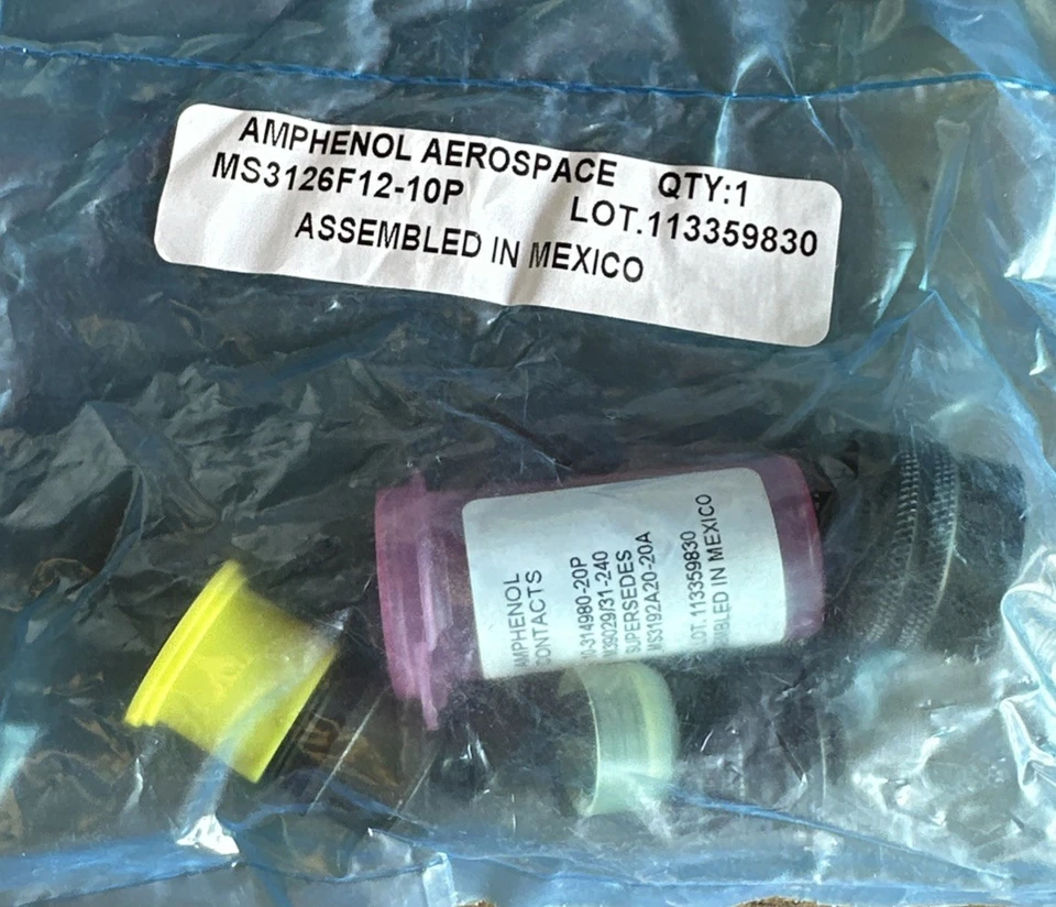 ITT Bendix Amphenol Aerospace MS3126F12-10P Circuit Connector Plug 1pc, Sealed