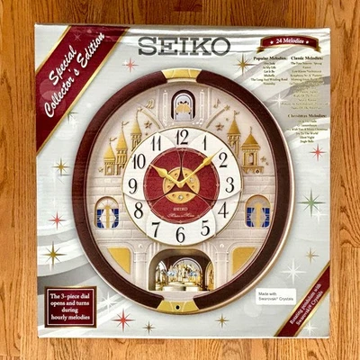 Seiko Collector’s Edition Musical Wall Clock w/ Swarovski Crystals – Read Desc - Image 1 of 4