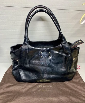 Kate Spade New York Stevie Glossy Leather Satchel Handbag Black Medium w/Dustbag - Image 1 of 4