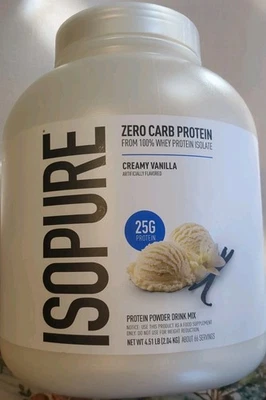 Isopure Zero Carb 100 % proteína de suero aislada - 4,5 lb, vainilla cremosa 66 porciones  Foto 1 de 4