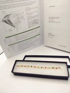 18k Gold Bracelet With Appraisal 7 Inch Ruby's,Blue and Green Sapphire  - Picture 1 of 7