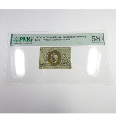 1863 PMG Choice AU58 EPQ United States Fractional Currency 10c FR 1244 #57292F - Image 1 of 3