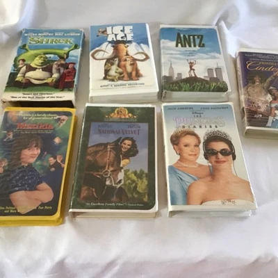 7 Kids VHS Movies Antz Matilda Ice Age Shrek Princess Diaries + - Image 1 of 4