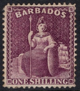 BARBADOS 1875-81 1s PERF. 14 BRITANNIA, WMK TO RIGHT, SG 81w, MINT, CAT. £150 - Picture 1 of 2