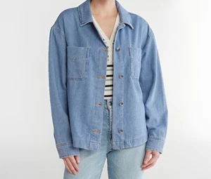 NEW Sanctuary Napa Chambray Shacket Utility Cargo Jacket Denim Look Womens Large - Picture 1 of 7