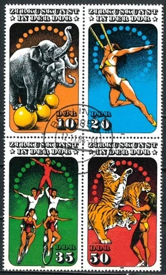 GERMANY DDR OLD STAMPS 1985 Circus Art - Block of 4 - USED/CTO - Image 1 of 2