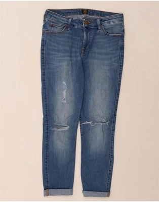 LEE Womens Scarlett Distressed Straight Jeans W30 L25 Blue Cotton DR28 - Image 1 of 3