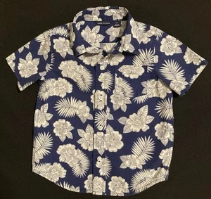 Janie And Jack Boy’s Size 2t Blue & White Palm Print Hawaian Camp Shirt Resort - Picture 1 of 4