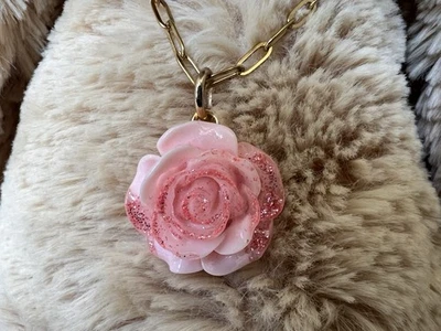 Chanel Rose Resin Zipper Pull Charm On Unbranded Chain - Image 1 of 4