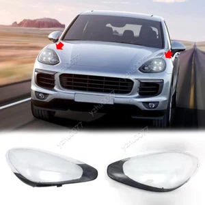 For Porsche 2015-2017 Cayenne Left & Right Headlight Headlamp Lens Cover 2pcs - Picture 1 of 11