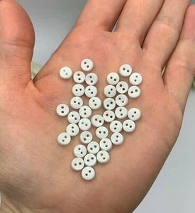 Tiny round white buttons small mini 6mm doll toy making eyes micro glossy shiny - Picture 1 of 4