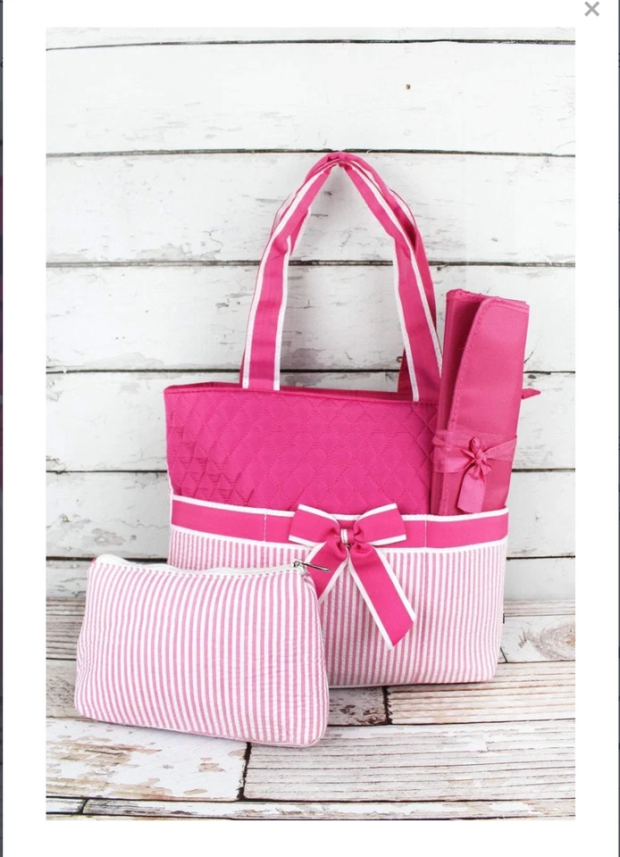 Bolsa de fraldas acolchoada listra rosa NGIL com trocador e bolsa - Imagem 1 de 1