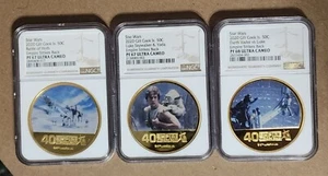2020 COOK IS. 50c STAR WARS 40th ANNIV ESB SET OF 3 GOLD VERGOLDET - NGC PF67/68 COIN - Bild 1 von 15