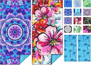 2 Pack Microfiber Thin Beach Towel Lightweight 71x32 Oversized Extra Large Sand - Picture 1 of 6