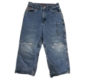 Bugle Boy 1977 Jeans Boys Youth 12 Husky 24x20 Carpenter DISTRESSED Vintage - Picture 1 of 10