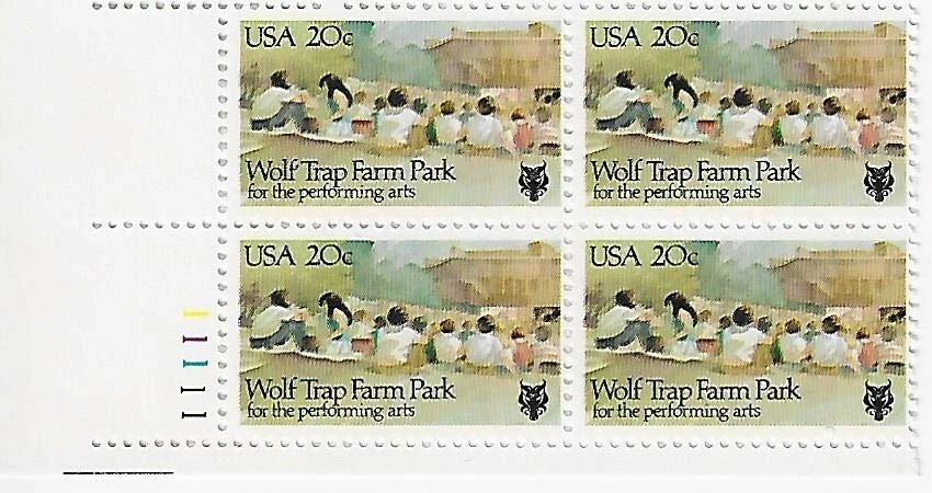 US Wolf Trap Farm Park 20c Stamp Plate Block of 4 Scott #2018 - Image 1 of 1
