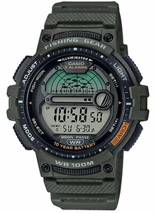 Casio WS-1200H-3AV, Fishing Tide/Moon Graph, 10 Year Battery, Green , 3 Alarms - Picture 1 of 2