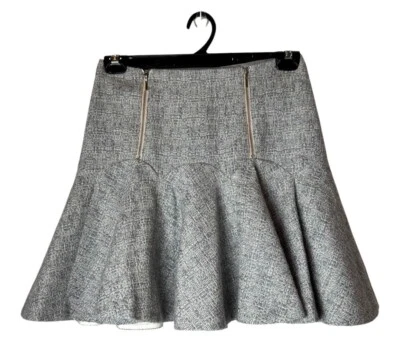 Rebecca Taylor Skirt Women 4 Gray Shark Tweed Pleated A Line Mini NWT Preppy - Image 1 of 4