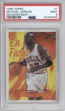 MICHAEL JORDAN PSA 9 1996 TOPPS #1 SEASON’S BEST EN FUEGO BULLS HOF 5465